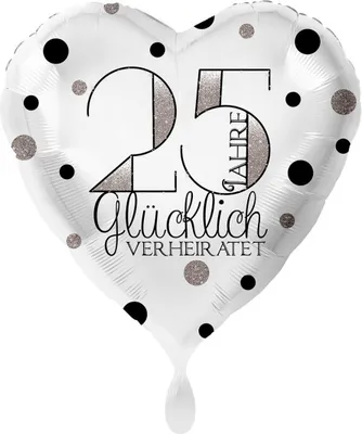 Produktbild von Deko Silberne Hochzeit 25 Jahre glücklich verheiratet ca 43 cm ungefüllt Ballongas geeignet