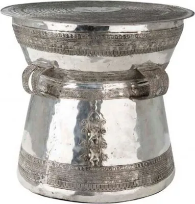 Produktbild von Casa Padrino Luxus Art Deco Designer Messing Beistelltisch Antik Silber 55 x H. 52 cm - Luxus Beistelltisch