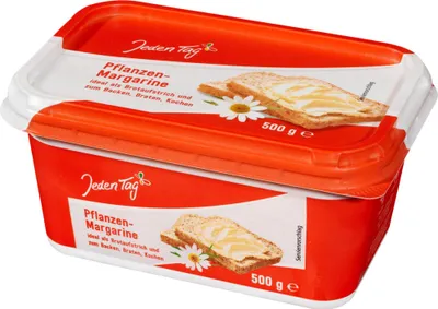 Produktbild von Jeden Tag Pflanzen-Margarine (500g Schale) + usy Block