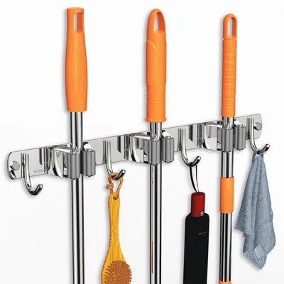 Produktbild von Wischermoppen- und Besenhalter für Wandmontage mit 3 Halterungen