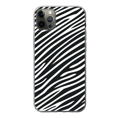 Produktbild von MuchoWow® Handyhülle Schutzhülle Hülle für iPhone 12 Pro Max Tiermuster - Zebra - Schwarz Silikon Softcase Handy Hülle - Hartschale