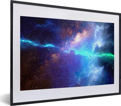 Produktbild von MuchoWow® Gerahmtes Poster Leerzeichen - Blau - Grün 40x30 cm - Poster mit Schwarzem Bilderrahmen Wandposter Rahmen Foto Bilder - Bilderrahmen - Poster im Rahmen