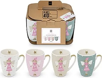 Produktbild von 4 Kaffeebecher, Engel Lucy in Geschenkkarton, Schutzengel Weihnachten Sterne Geschenkidee