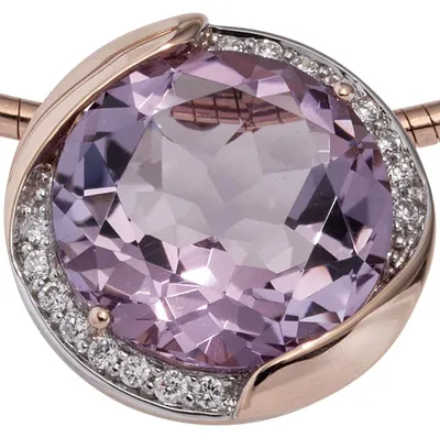 Produktbild von Anhänger Amethyst lila & 16 Diamanten Brillanten 585 Gold Rotgold Damen
