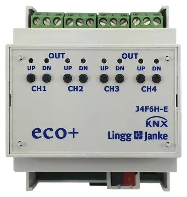 Immagine prodotto di Attuatore per tende/tapparelle - Controllore per tende a 4 canali per domotica KNX J4F10H-E