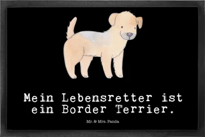 Produktbild von Mr. & Mrs. Panda Schmutzmatte Border Terrier Lebensretter 50 x 75 cm - Schwarz - Geschenk, Türmatte, Bodenvorleger, fußmatte, Sauberlaufmatte, Schuhabstreifer