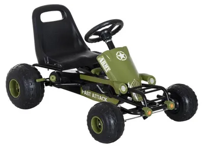 Image de Karting pour enfants avec frein à main | Couleur : Vert | Dimensions : 65 x 99 x 56 cm