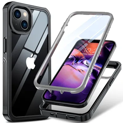 Immagine prodotto di Custodia per iPhone 14, custodia protettiva a 360° per tutto il corpo con cover posteriore trasparente e protezione dello schermo