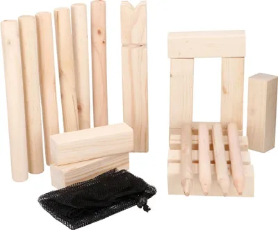 Produktbild von Eddy Toys Kubb Game Medium Wood - Outdoor-Spiel für Kinder und Erwachsene - 21-teiliges Set mit Aufbewahrungstasche - Wurfspiel aus Holz für Garten und Park