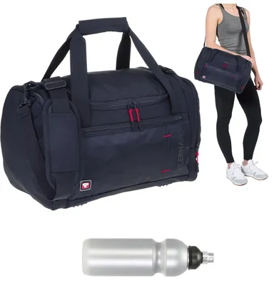 Produktbild von Sporttasche klein Sport Tasche Reisetasche ELEPHANT Small Medium 42 cm 20 Liter Gym Fitness Bag Freizeittasche Dark S 3619 Schwarz ROT + Flasche