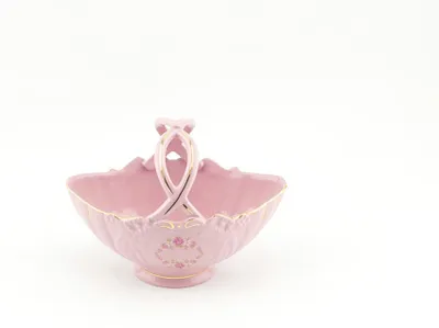 Produktbild von Bonbonkorb 18 cm, rosa Porzellan, Blumen, Leander