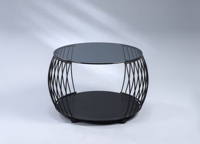 Couchtisch Shanghai 1 in schwarz - MDF/ Sicherheitsglas - D=60cm, H= 45,5cm