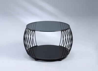 Produktbild von Couchtisch Shanghai 1 in schwarz - MDF/ Sicherheitsglas - D=60cm, H= 45,5cm