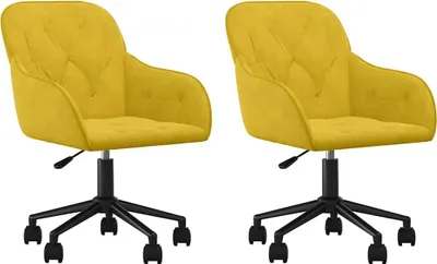 Obrázek produktu pro vidaXL Židle do jídelny 2 ks. Otočné žluté sametové