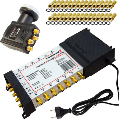 Produktbild von PremiumX Multischalter Set 5/12 SAT Deluxe Quattro LNB 32x F-Stecker