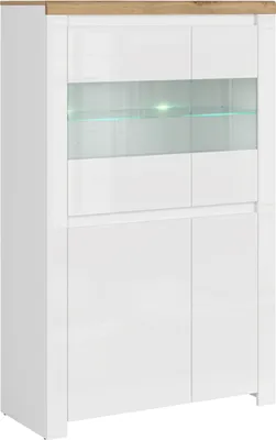 Produktbild von Konsimo Vitrine mit Türen zeitloses Design moderner Stil "DAMINO", Weiß, laminierte Möbelplatte, Modern, 98x156,5x41,5 cm
