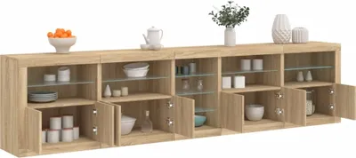 Produktbild von Sideboard Kommode mit LED-Leuchten Sonoma-Eiche 283x37x67 cm 3209025