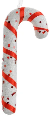 Produktbild von Clayre & Eef Weihnachtsanhänger Zuckerstange 17 cm Weiß Rot Kunststoff