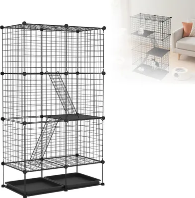 Produktbild von XMTECH Kleintiergehege Freigehege für Kaninchen aus pflegeleichtem Kunststoff, 143x108x93 cm, simples Stecksystem & einfache Reinigung, für innen & außen