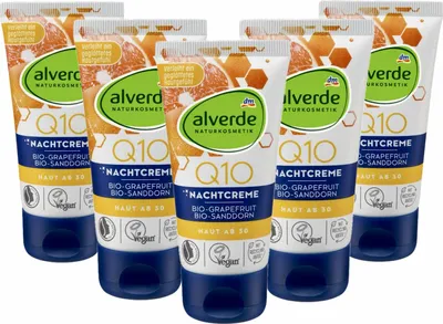 Zdjęcie produktu dla 5 x alverde Naturkosmetik - Q10 krem na noc / krem do twarzy skóra 30+ (5 x 50 ml)
