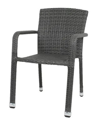 A single gray armchair with armrests, shown from the front.