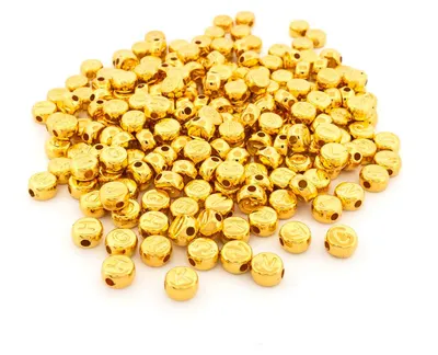 Produktbild von Vintageparts Buchstabenperlen Gold Kunststoff 7x4mm 200 Stück