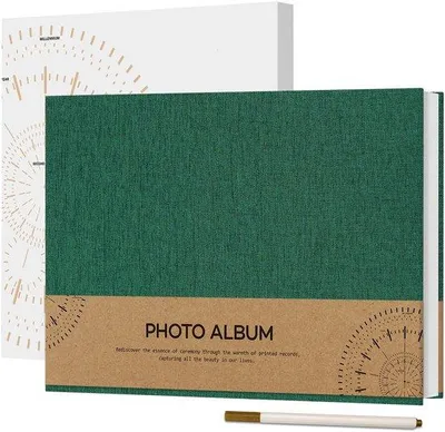 Obrázek produktu pro Uniqoos® Samolepicí fotoalbum s lněnou vazbou a zapínacím páskem – 21,5 × 30 cm, 60 bílých stran, prostor pro 120 fotografií (10×15) nebo 180 fotografií (8×13)