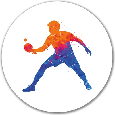 Produktbild von Huuraa Aufkleber Tischtennis bunte Silhouette 10cm rund Sticker Geschenkidee