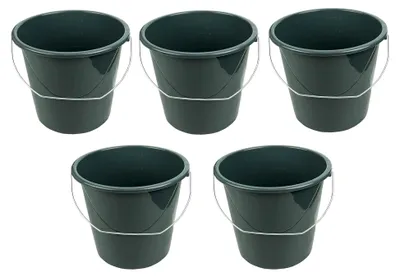 Produktbild von Haushaltseimer mit Metallbügel, 5 Liter (Schwarz/Anthrazit, 5 Stück)