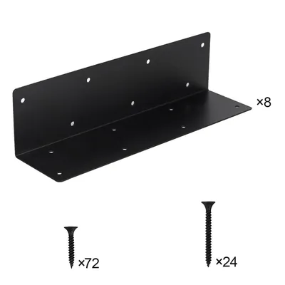 Produktbild von 8 Eckwinkel für Hochbeete 30–60 cm, für Holz Blumen- & Gemüsebeete, schwarzes Metall, inkl. Schrauben
