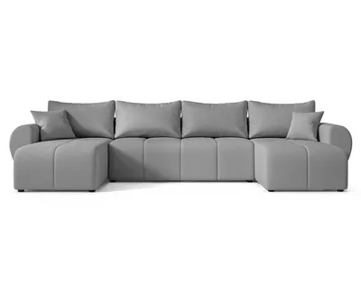 Produktbild von AX LIVING Malatya U Couch mit Schlaffunktion Ecksofa Hellgrau 311 cm