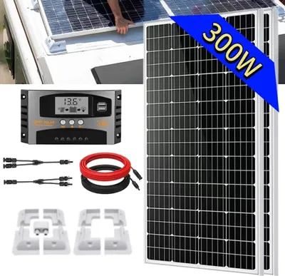 Produktbild von 300W Wohnmobilpaket mit Solarpanel Halterung für Wohnmobile, Solarpanel Kit 12V Monokristallin Solarmodule