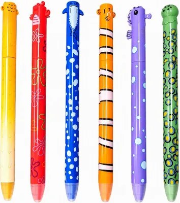 Produktbild von Radierbare Stifte – Set mit 6 Stück – 0,5 mm Gelstifte – Motiv: Meerestiere