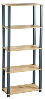 Image de Étagère de Rangement 5 Niveaux - Boiset Structure Noire - 60 × 28 × 147 cm