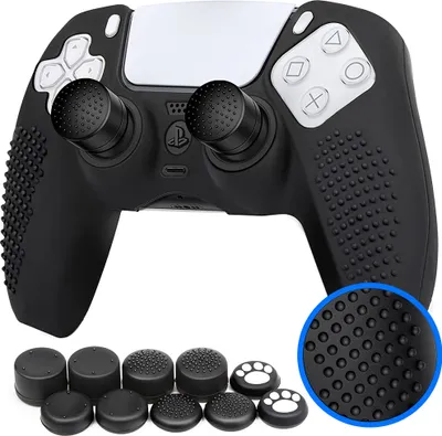 Produktbild von MMOBIEL Silikongummi-Anti-Rutsch-Überzug für PS5 DualSense Controller, schwarz
