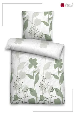 Produktbild von Biberna Wiesenflora salbei 135x200 cm, Feinbiber-Bettwäsche