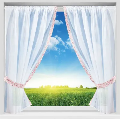 Zdjęcie produktu dla Zestaw zasłon „Kolorowe kwiaty” 140 x 120 cm – satynowe zasłony do kawiarni z tunelem na karnisz, 2 panele i uchwyty do marszczenia, woal do okna kuchennego