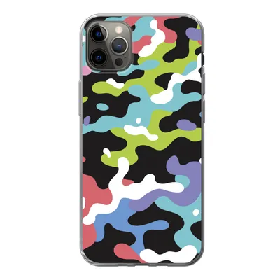 Produktbild von MuchoWow® Handyhülle Schutzhülle Hülle für iPhone 12 Pro Max Buntes Camouflage-Muster Silikon Softcase Handy Hülle - Hartschale