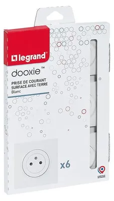 Image de Prises de courant 2P+T surface complet Dooxie - Lot de 6 - Blanc