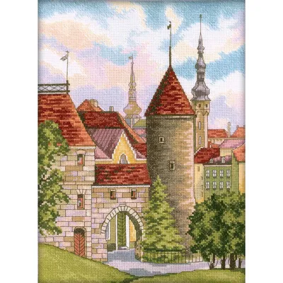 Produktbild von RTO Kreuzstich Set "Altes Tallinn" M201, Zählmuster, 22x30 cm