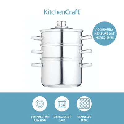 Produktbild von KitchenCraft Dampfgarer Dampf Kochtopf 18cm Mantykocher Dampfkocher Gemüse Kartoffeldämpfer