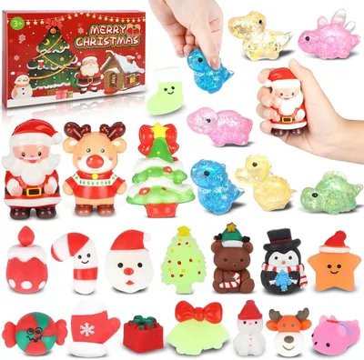 Productafbeelding van Adventskalender 2026 - Set van 24 - Kerstsneeuwpop Mochi Squishy adventskalender - Adventskalender 2026 voor kinderen