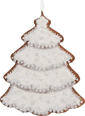 Image de Clayre & Eef Pendentif sapin de Noël 9x1x10 cm Blanc Plastique