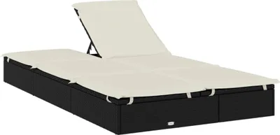 Produktbild von vidaXL Sonnenliege für 2 Personen mit Auflage Schwarz Poly Rattan