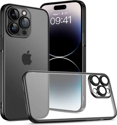 Produktbild von Hülle für Apple iPhone 14 Pro Max, transparent, schwarzer Rahmen, A2894, A2651