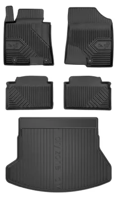 Imagen del producto de Alfombrillas de goma + bandeja de maletero para Hyundai i30 II 2011-2017 (familiar) – juego de 4 piezas, negras, a medida – Wielganizator
