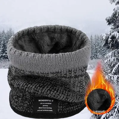 Produktbild von Winter Halsschlauch Damen & Herren Fleece Halswärmer winddicht Schlauchtuch Uni Gesichtsmaske für Ski Fahrrad Outdoor Schwarz, A0501