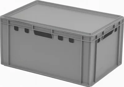 Produktbild von E3-Kisten 600 x 400 x 300 mit Deckel in verschiedenen Farben Farbe: grau