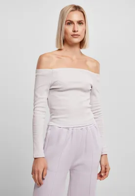 Immagine prodotto di Urban Classics Donna Off Shoulder Rib Longsleeve Longsleeve Softlilac - L