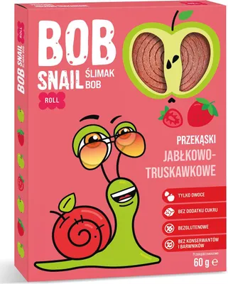 PRZEKĄSKA ROLL JABŁKO - TRUSKAWKA BEZ DODATKU CUKRÓW BEZGLUTENOWA 60 g - BOB SNAIL